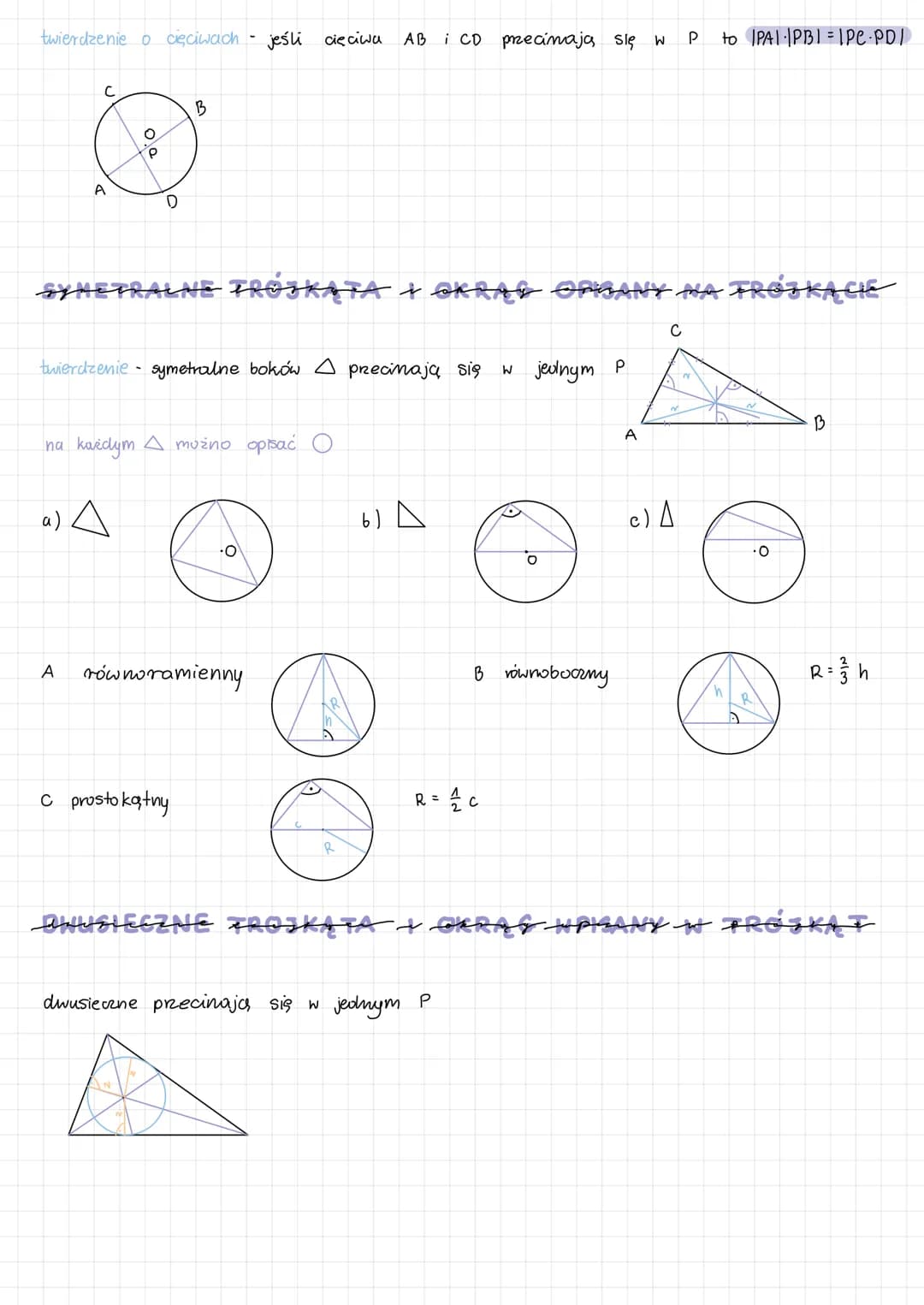 # geometria płaska

## POWTÓRZENIE

Symetvalna odcinka-drieli go na pół i jest do niego prostopadła

twierdzenie o sym odc. - sym. odc. to e
