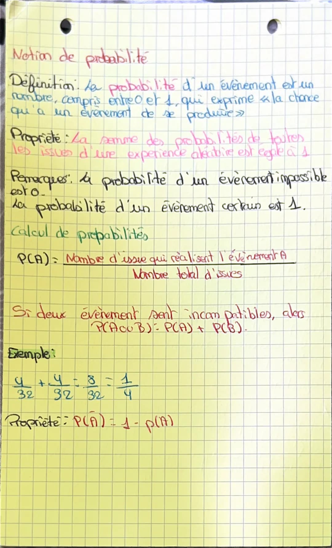 # mathématique 7

Cours:

probabilité

Vocabulaire.

Un évènement est un ensemble, éventuellement vide,
d'issues.

Un evènement impossible e
