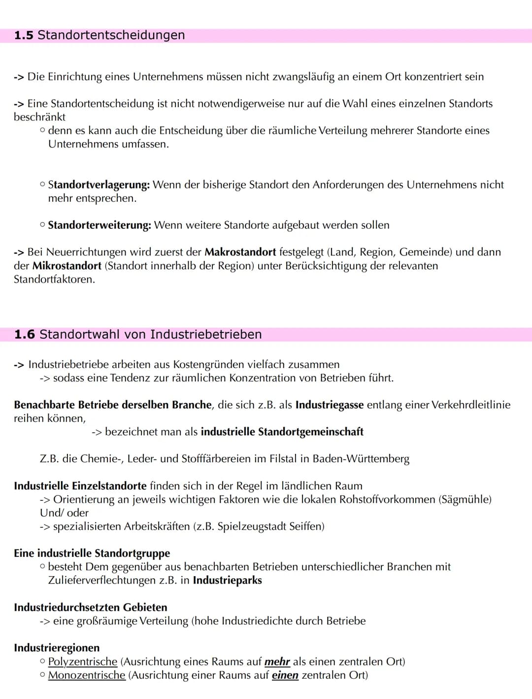 # Bedeutungswandel von Standortfaktoren

1) Wandel von Standortfaktoren

-> als Folge technischen Fortschritts, veränderte Nachfrage und pol