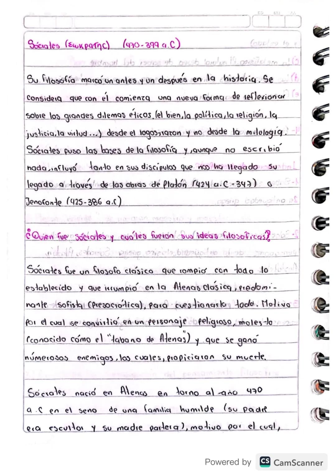 Sociales (Σωκρατης) (470-3994.C)

Su filosofía marcó un antes y un después en la historiq. Se
Considera que con el comienza una nueva forma 