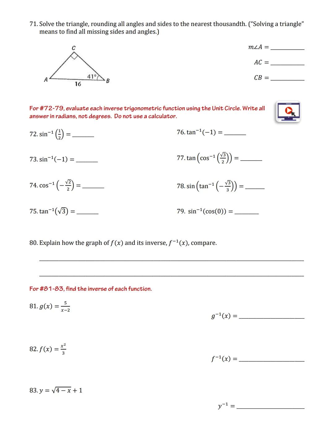 # AP Calculus AB

# Summer Packet

This packet is intended to prepare you for AP Calculus AB by reviewing
prerequisite algebra and pre-calcu