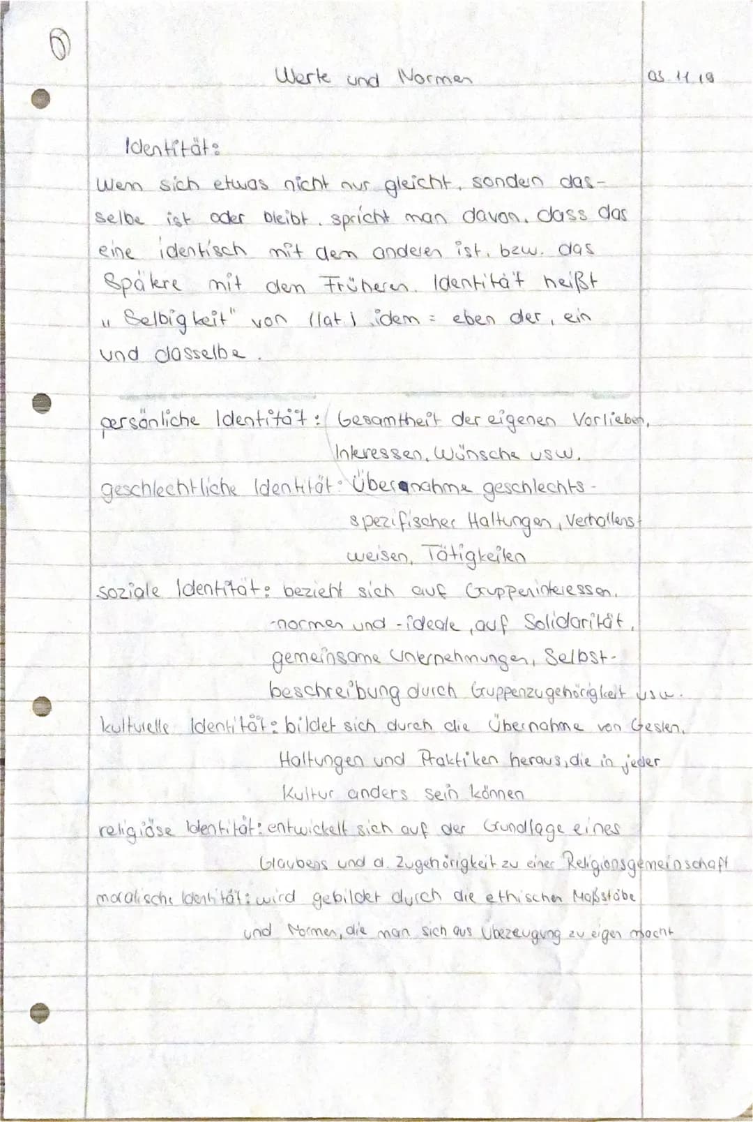 # の

Identität:

Werte und Normen

Wen sich etwas nicht nur gleicht, sondern das-
selbe ist oder bleibt, spricht man davon, dass das
eine id