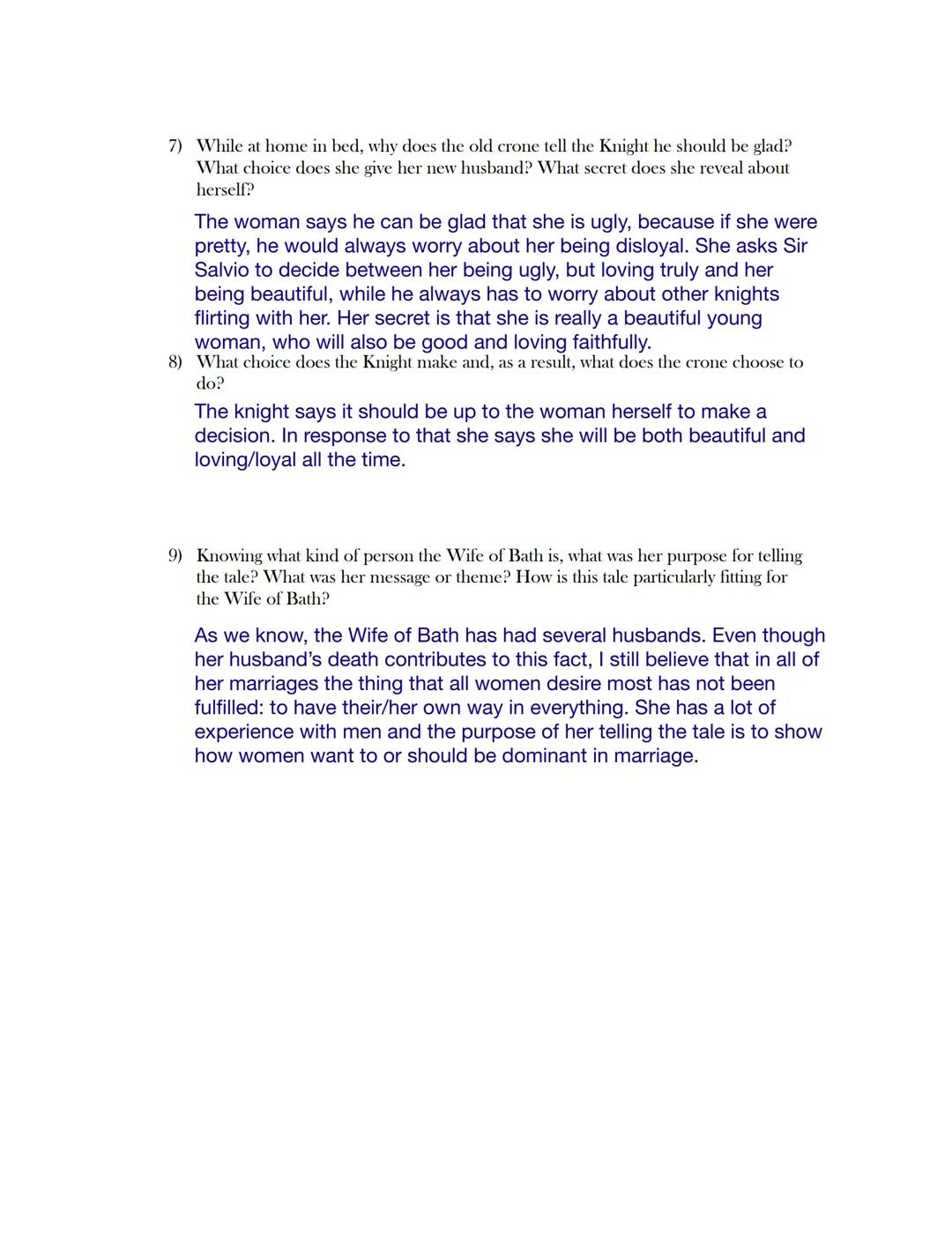 Name________________________________________________Date________________Pd________

"The Wife of Bath's Tale - What Women Most Desire"

1) D