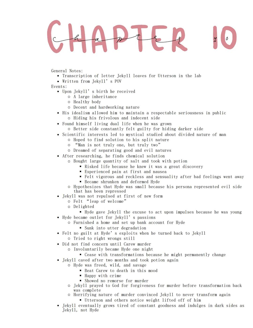 Jekyll and Hyde

Wednesday, January 18, 2023 12:27 AM

# CHAPTER 1

Characters:
- Mr. Utterson
    *   Wealthy
    *   Well-respected London