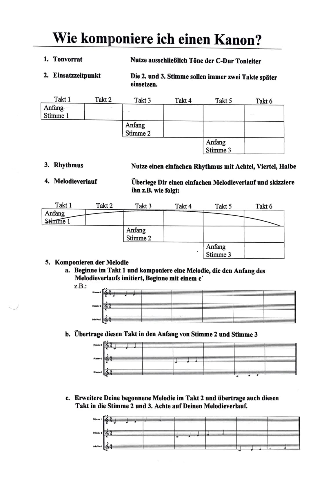 Kanon

Lied, bei dem in einem bestimmten
Abstand zwei oder mehrere Stimmen
nacheinander mit der Melodie
einsetzen, sodass ein mehrstim-
mige