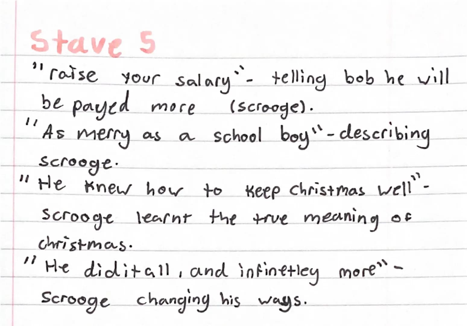--- OCR Start ---
christmas
12
carol quotes
Stave 1
"As Solitary as an oyster" - describes scrooge.
"I can't afford to make idle people merr