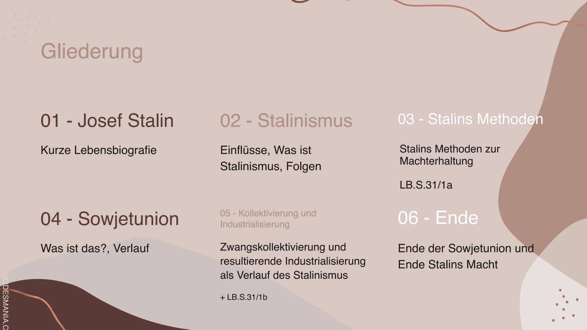 „Schluss mit der
Gleichmacherei. Wer mehr
arbeitet, soll auch besser leben.“

66

SLIDESMANIA.C # Russland unter Stalin
und die Sowjetunion 