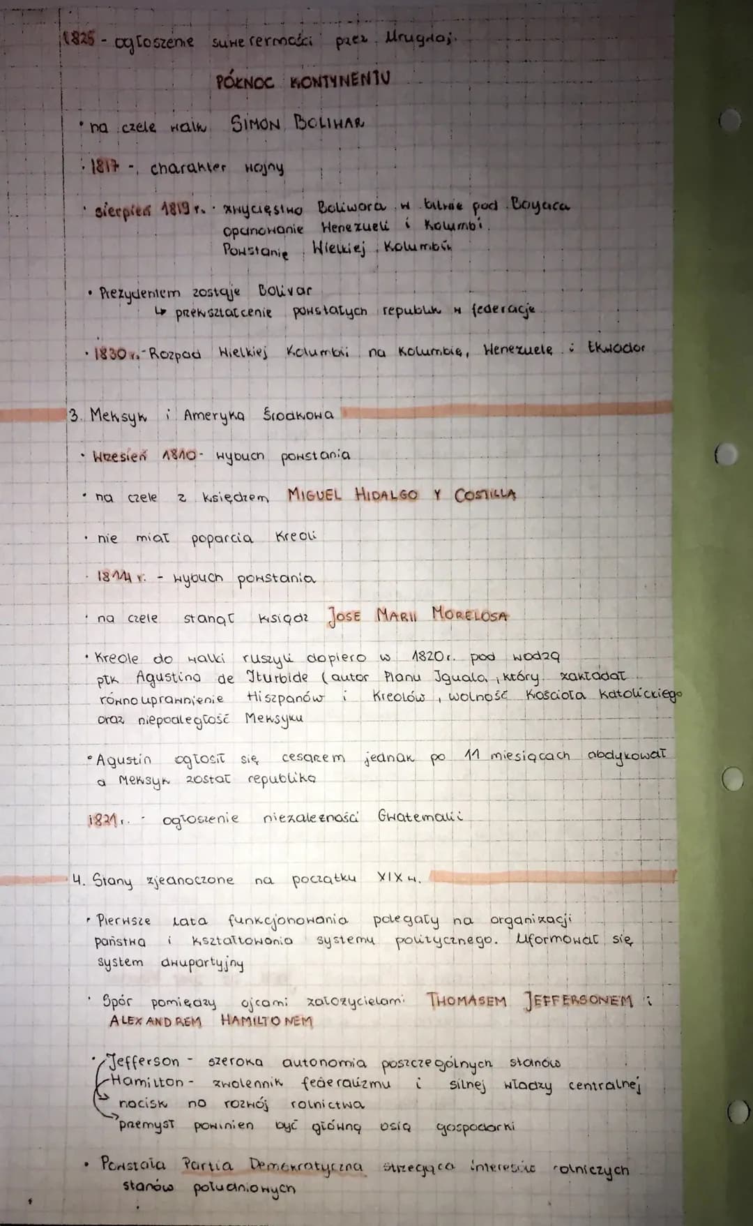 # AMERYKA WI POŁOWIE XIX W

1. Ameryna Taciiana na początku XIX ніяки

KOLONIE HISZPANDNIE

4 Hicencólestна

ha Platy
Nowej Grenady
NOHPJ Hi