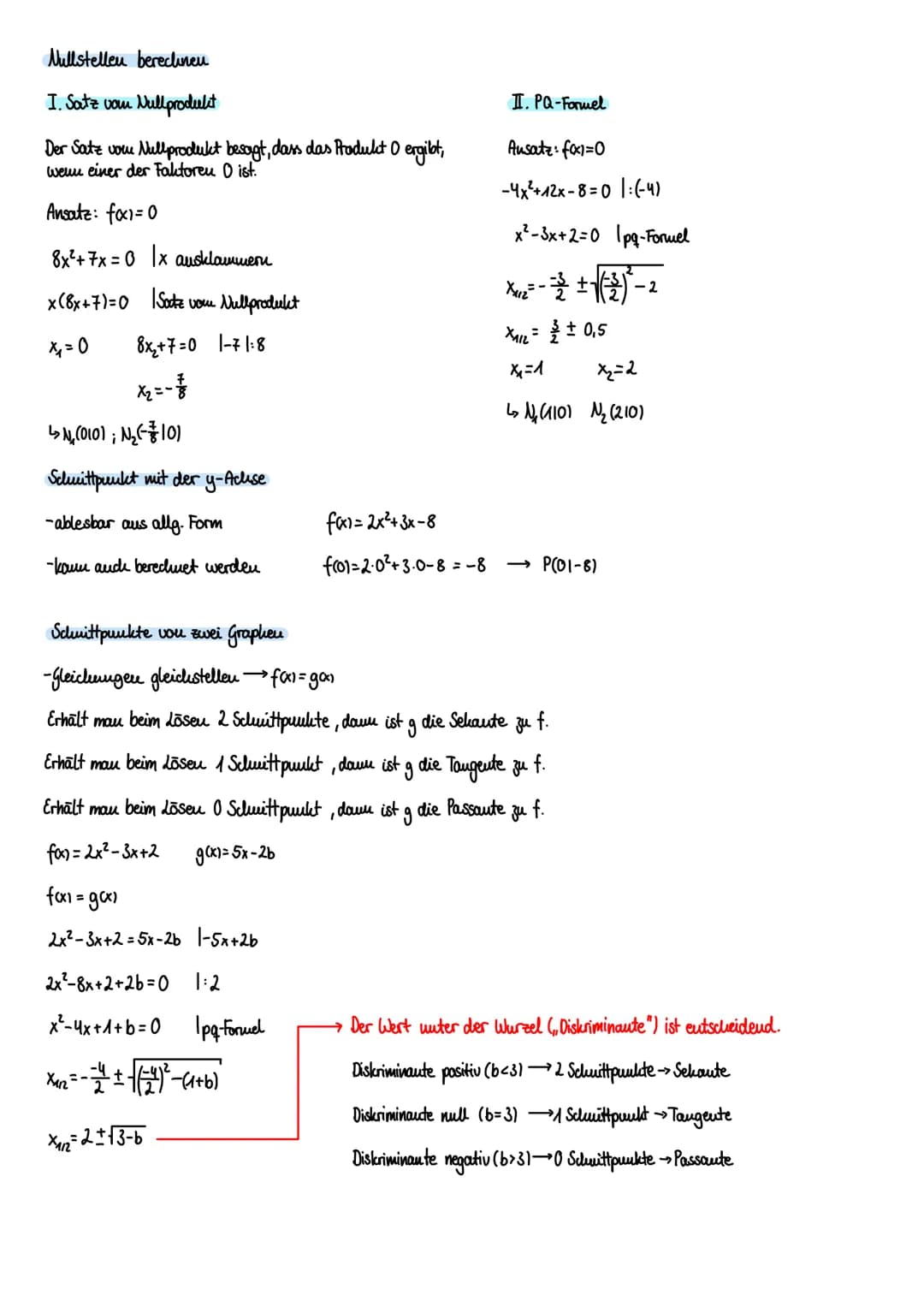 # MATHE

# LINEARE FUNKTIONEN
Funktionsgleichung
$y=mx+b$ oder $fan=mx+b$; dabei steht m für die Steigung und b für den y-Achsenabschnitt
La