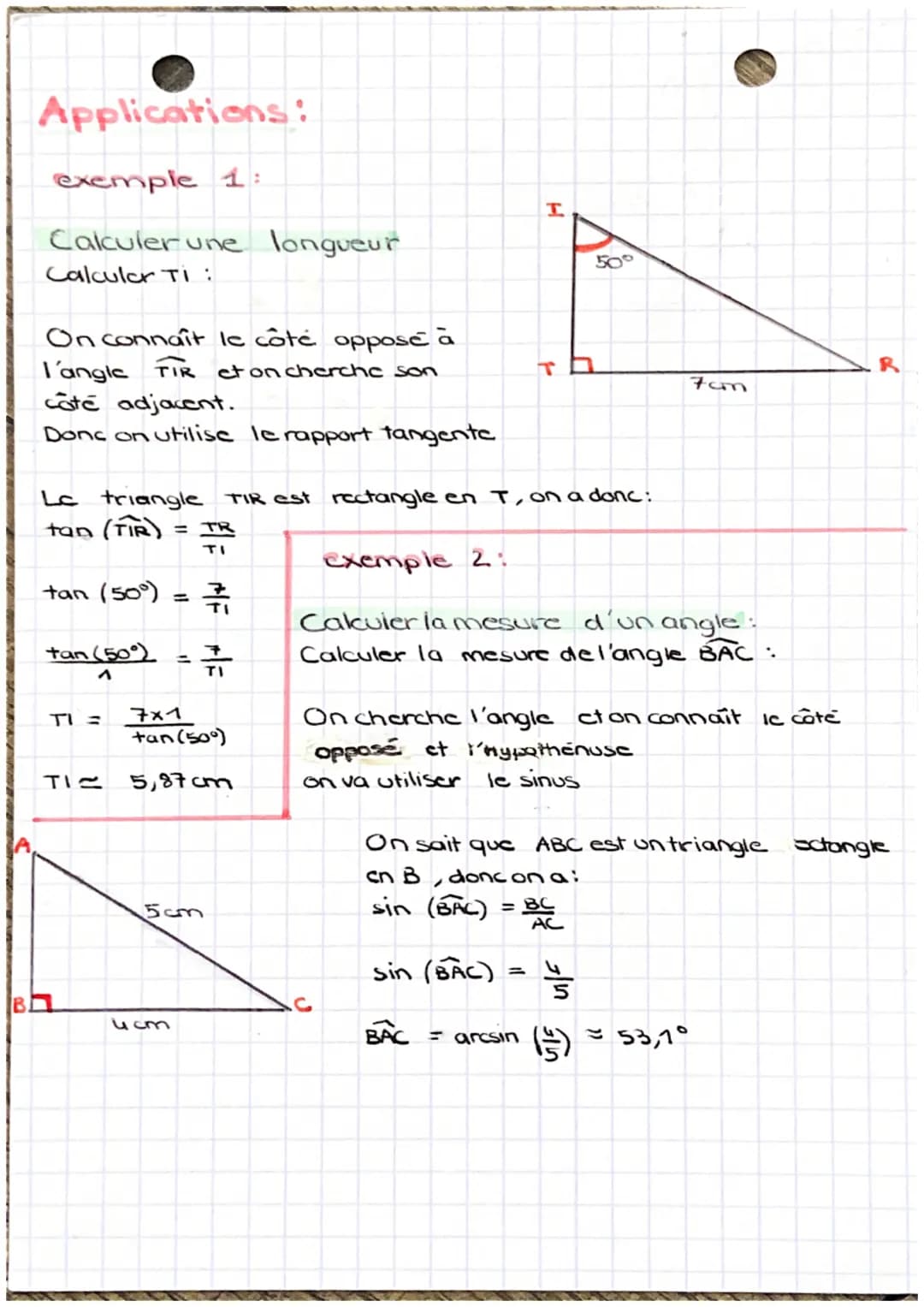 # maths

trigonométrie

Le cosinus d'un angle est égal
au rapport: $\frac{côté~adjacent}{hypothénuse}$

Le sinus d'un angle est égal au
rapp