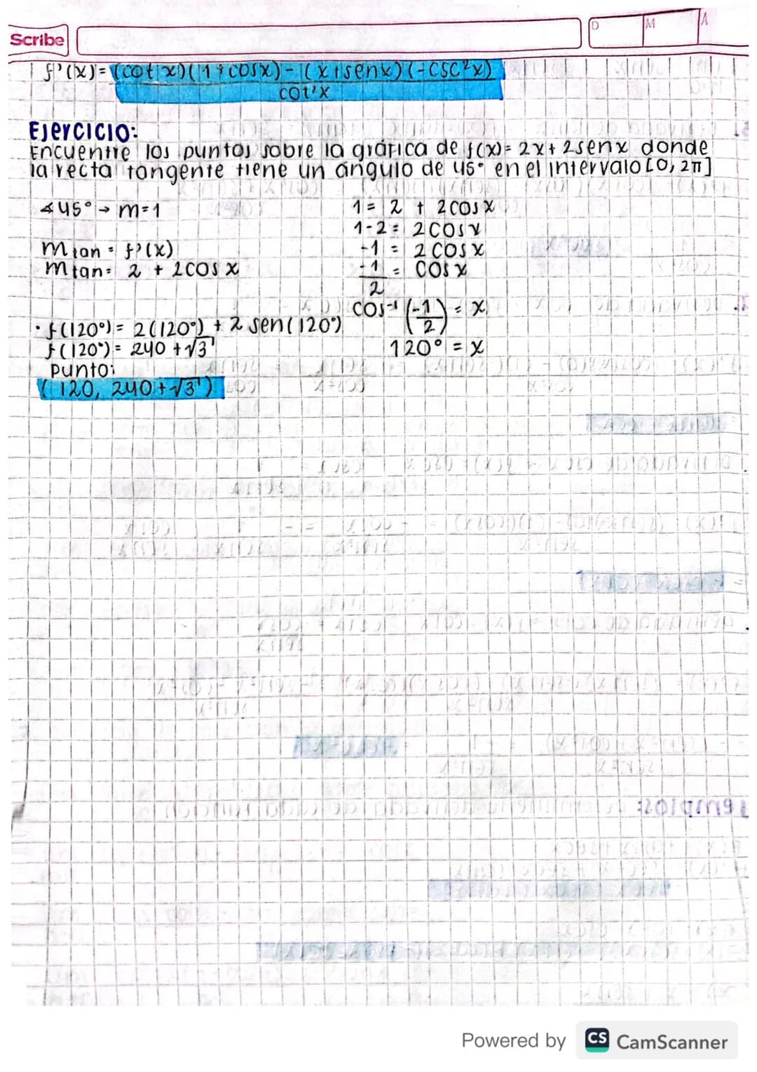 Scribe

derivada: DE LAS FUNCIONES TRIGONOMETRICAS
las derivadas de las 6 Funciones trigonometricas son:

> $\frac{d}{dx}$ sen x = cos x

> 