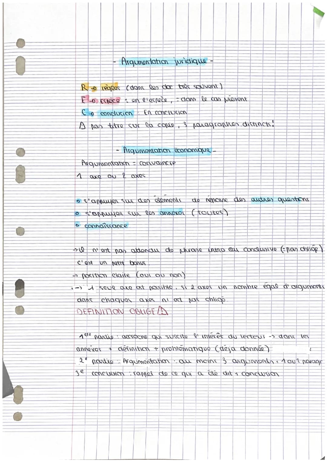 - Argumentation juridique -

$R \rightarrow$ regoor (dans les dar très souvent)

$E-о$ слёсе : en l'espèce, - dans le cas present

$C_o$ con
