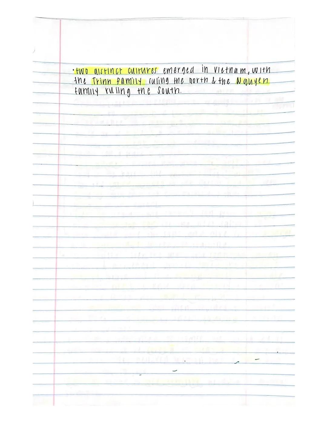 
<p>Two distinct cultures emerged in Vietnam, with the Trinn family ruling the north &amp; the Nguyen family ruling the south. The Vietnames
