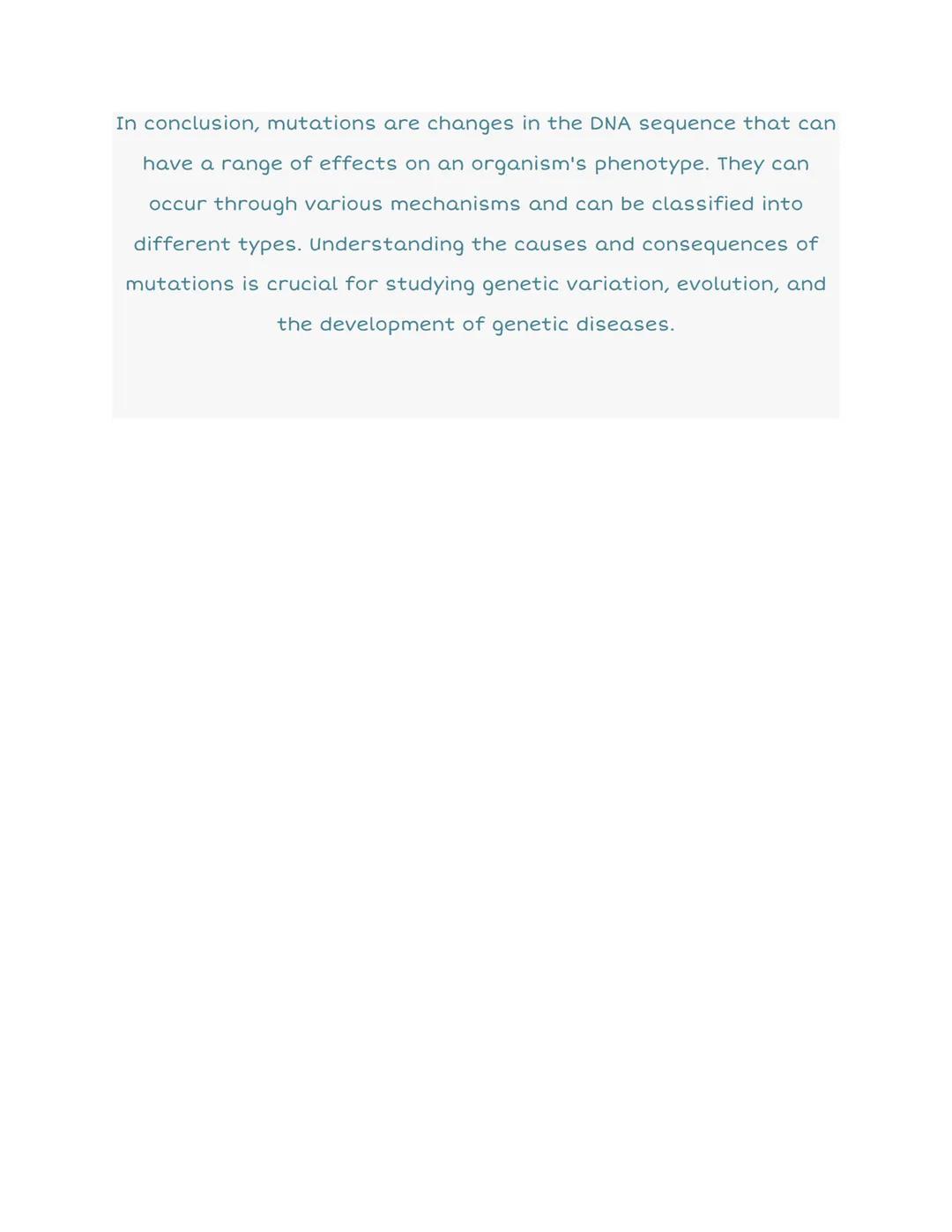 # 6.7 Mutations

Point mutations

No mutation

Silent

Nonsense

Missense

conservative non-conservative

DNA level
TTC
TTT
ATC
TCC
TGC

mRN