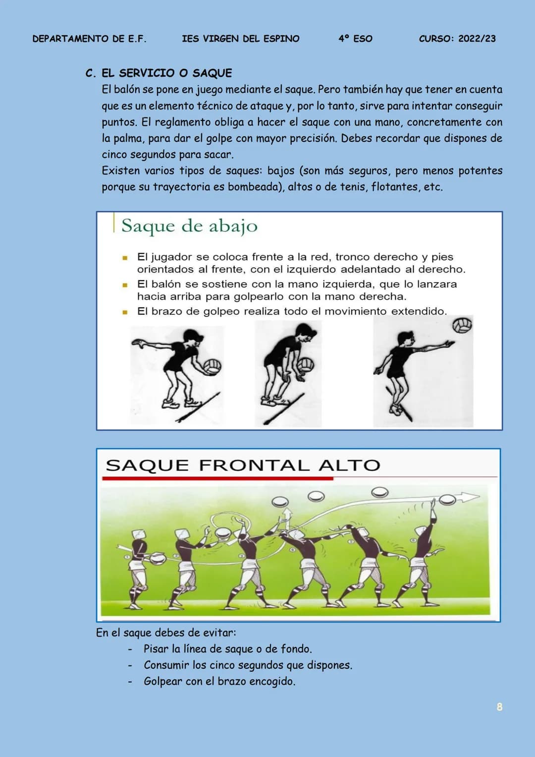 DEPARTAMENTO DE E.F.
IES VIRGEN DEL ESPINO
4º ESO
CURSO: 2022/23
# TEMA 2: EL VOLEIBOL
"Rematando el trimestre II"

13

# 1. ¿DEPORTE?

Part