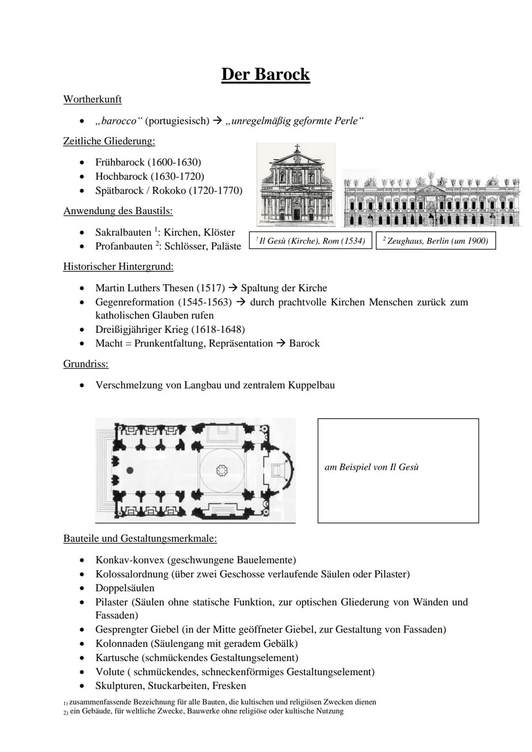 # Der Barock

Wortherkunft

- „barocco" (portugiesisch) → „unregelmäßig geformte Perle"

Zeitliche Gliederung:

- Frühbarock (1600-1630)
- H