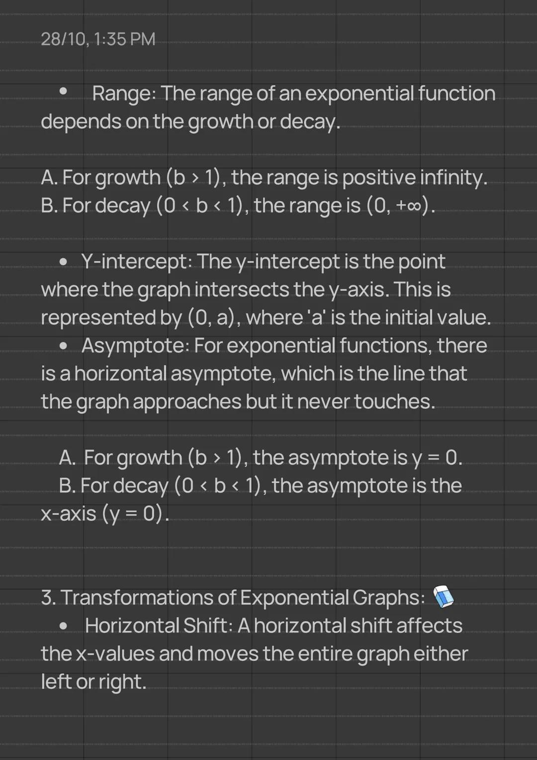 28/10, 1:35 PM

Algebra 1 Notes

8th-9th Grade Notes

Sub-Topic: Analyzing graphs of exponential
functions

1. Basic Exponential Functions: 