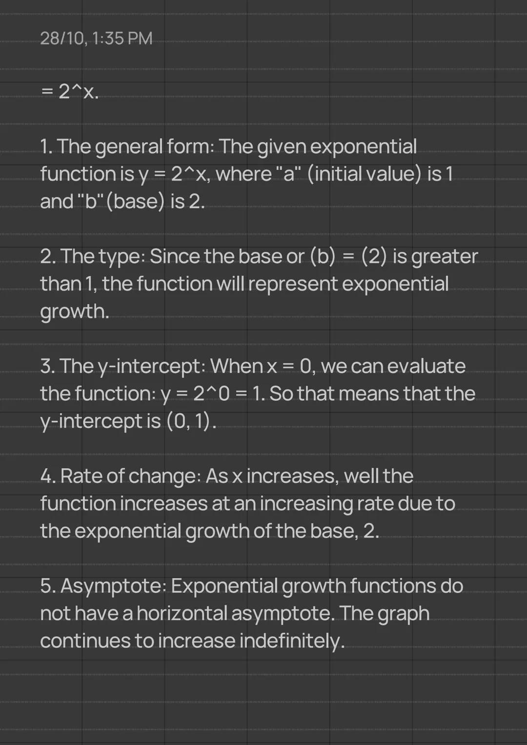 28/10, 1:35 PM

Algebra 1 Notes

8th-9th Grade Notes

Sub-Topic: Analyzing graphs of exponential
functions

1. Basic Exponential Functions: 