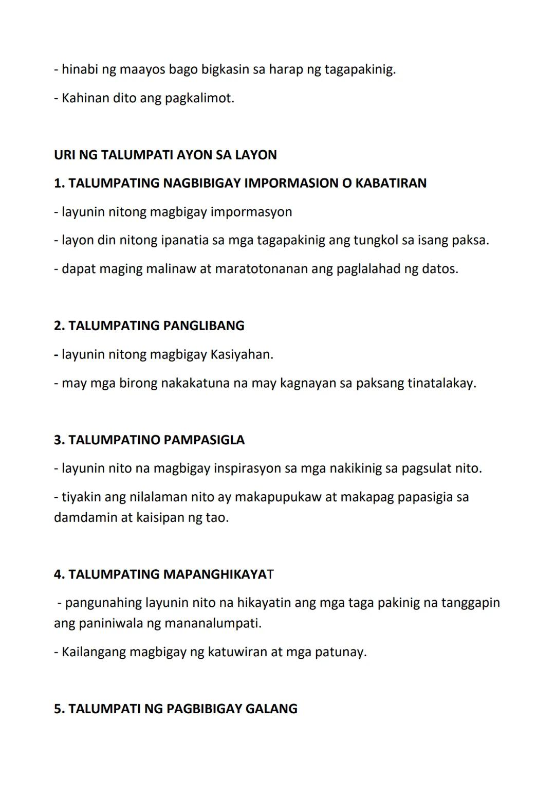 # LESSON 1. TALUMPATI

- isang sining

- isang proseso no pogpapanayag ngidea o kaalaman sa paraang pasalita.

- sinusulat upang bigkasin sa