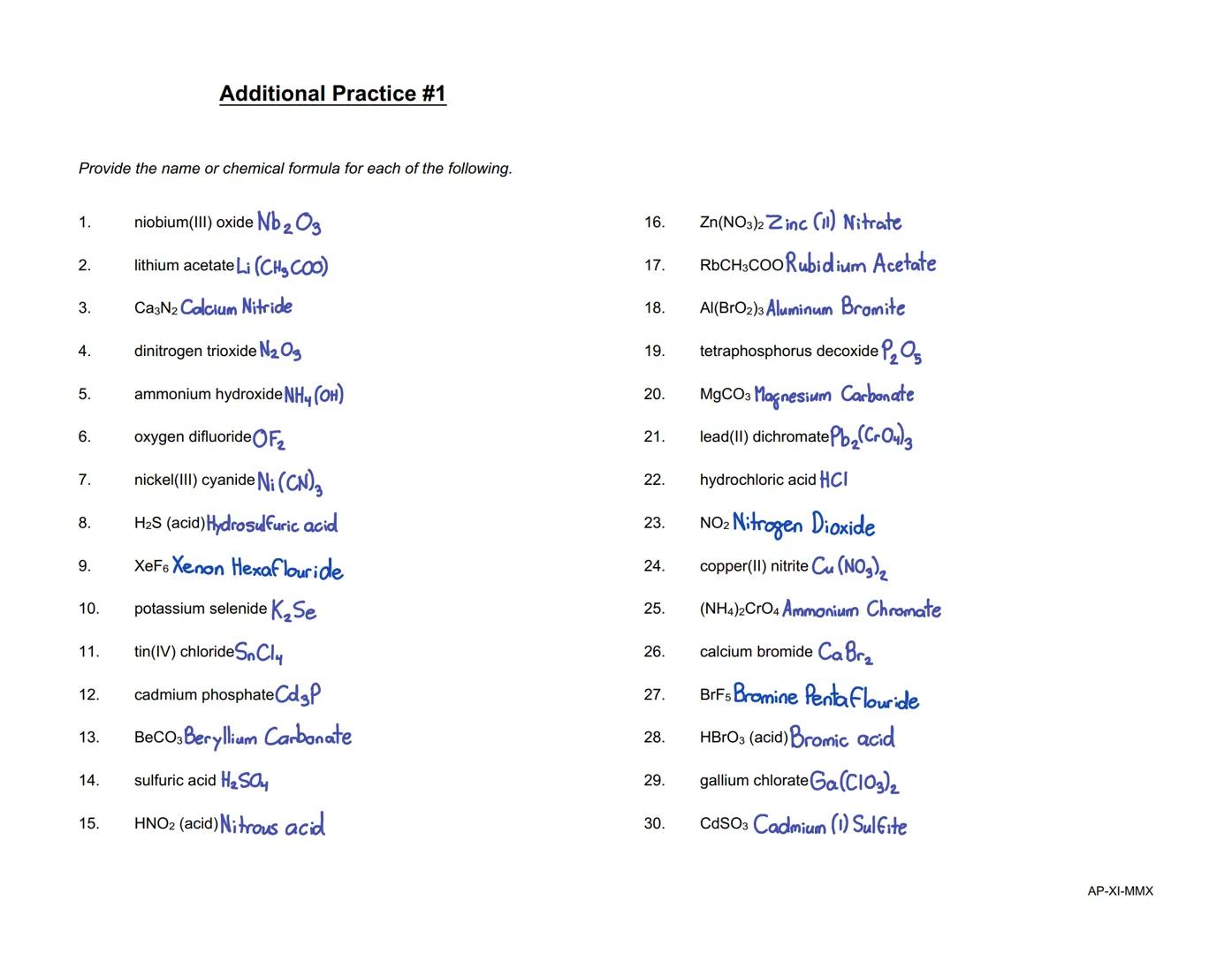 Covalent (or Molecular) Compounds Practice
(i.e., nonmetal-nonmetal combinations)

Write the correct name for each of the following compound