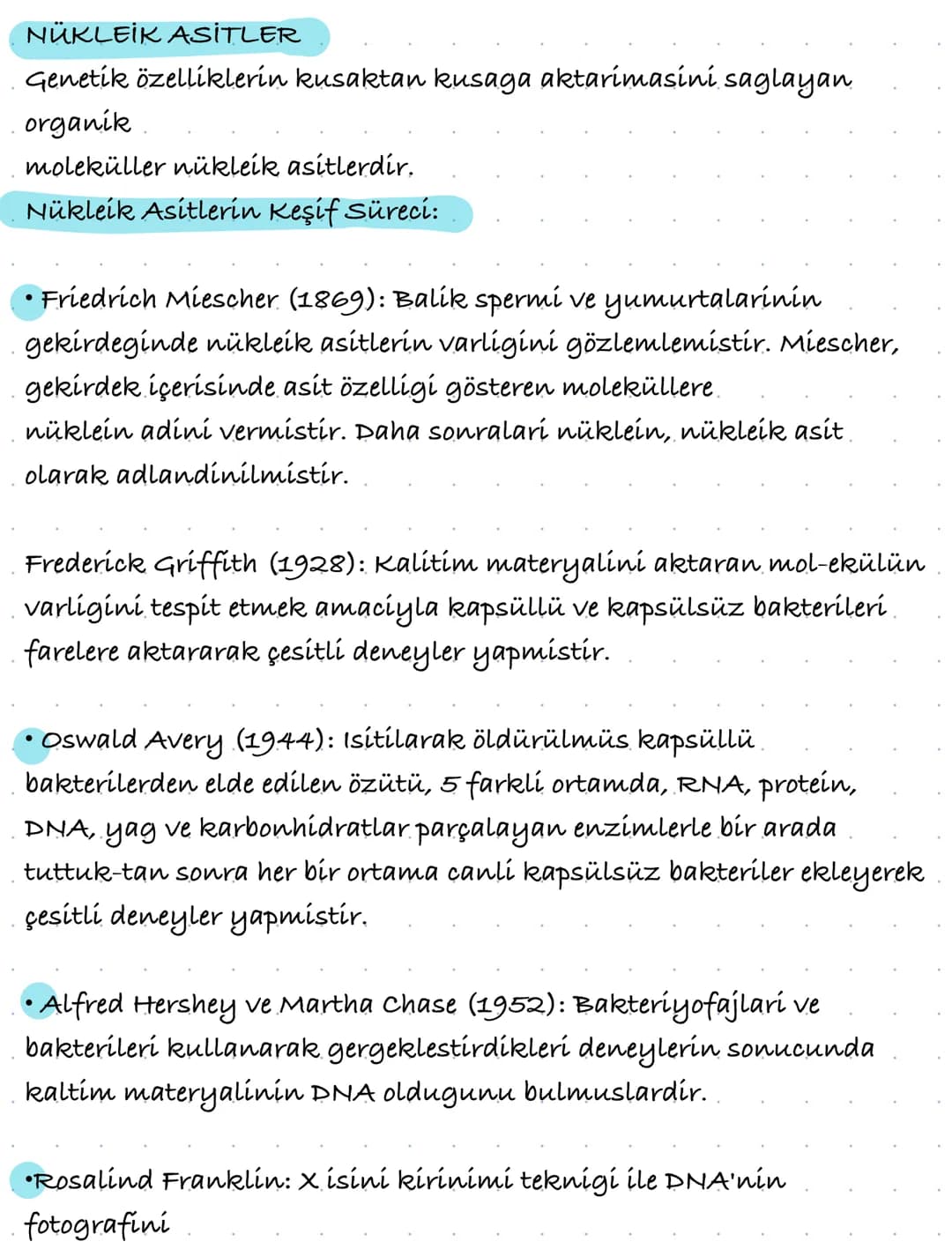 # NÜKLEİK ASİTLER
Genetik özelliklerin kusaktan kusaga aktarimasini saglayan
organik
moleküller nükleik asitlerdir.
## Nükleik Asitlerin Keş