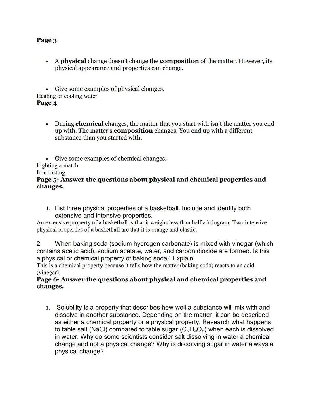 # Unit 2 Lesson 2 Notes - Physical and Chemical Changes
Complete the notes as you work through the lesson on physical and chemical
changes. 