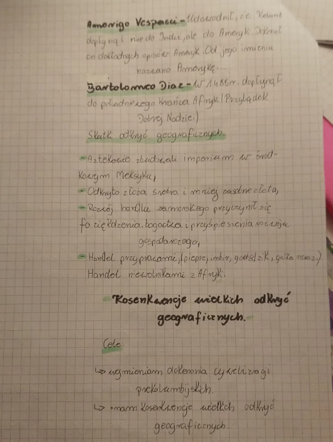 # Histonia

Europaśarot w XVI wieku

Wielkic odkrycia geograficznc.

1. Przyczyny odkryć geograficcnych.

- Poszukizanie nowej drogi do Indi