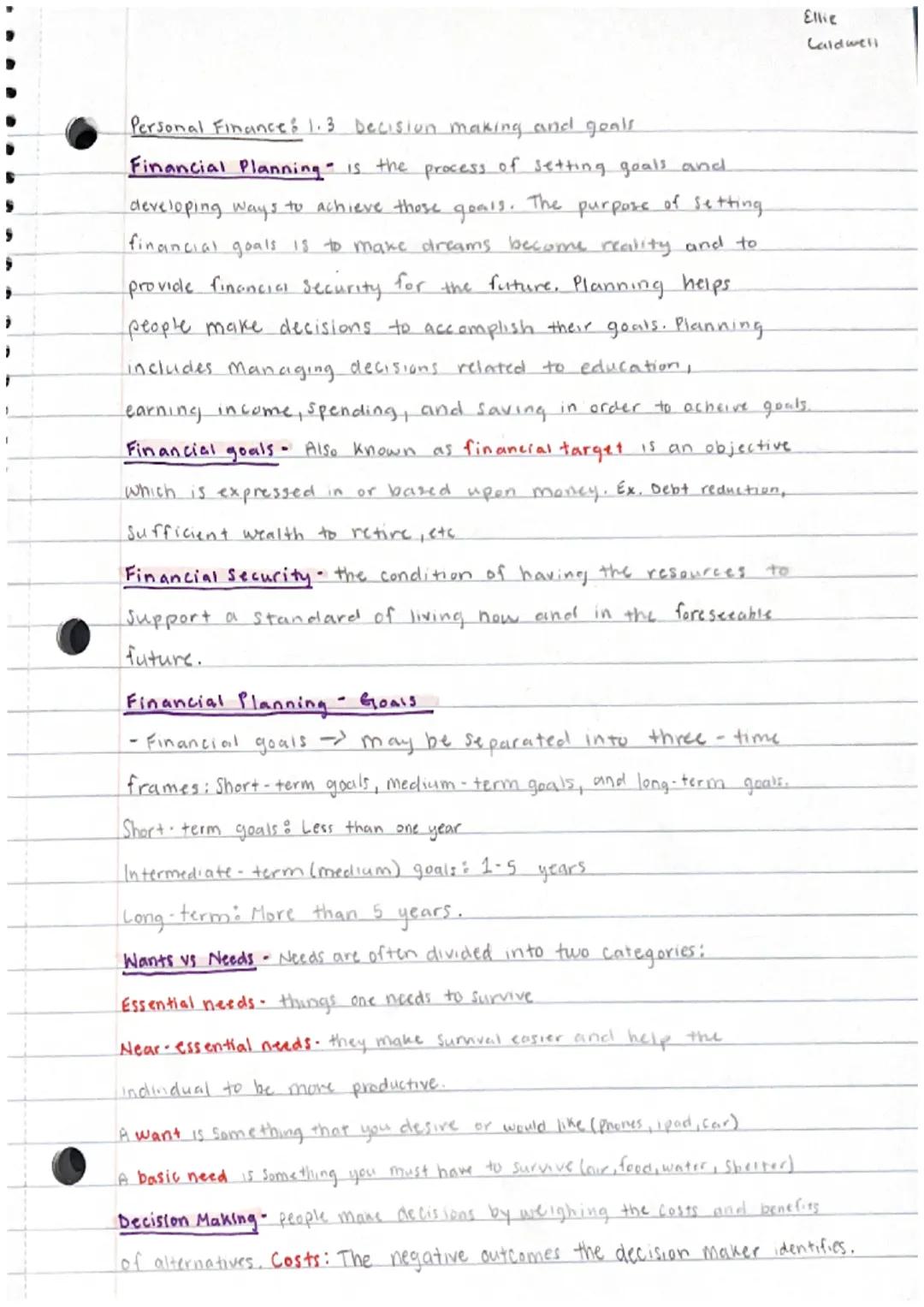 Personal Finance: 1.1

What is Personal Finance?

-The Management of money and financial decisions for a person
or family including budgetin