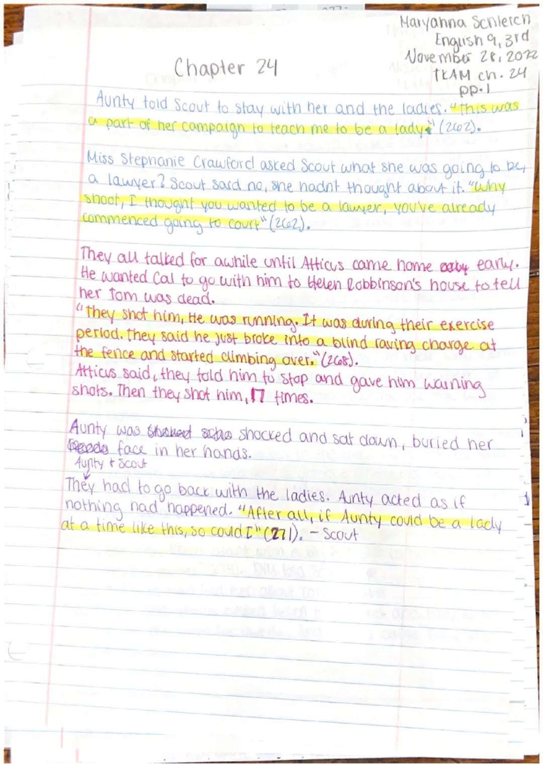 247
# Chapter 22
Maryanna Sameich
English 9,3rd
November 28, 2022
TKAM Ch. 22
pp.1
not a
As they walked home from the trial, Jem started to 