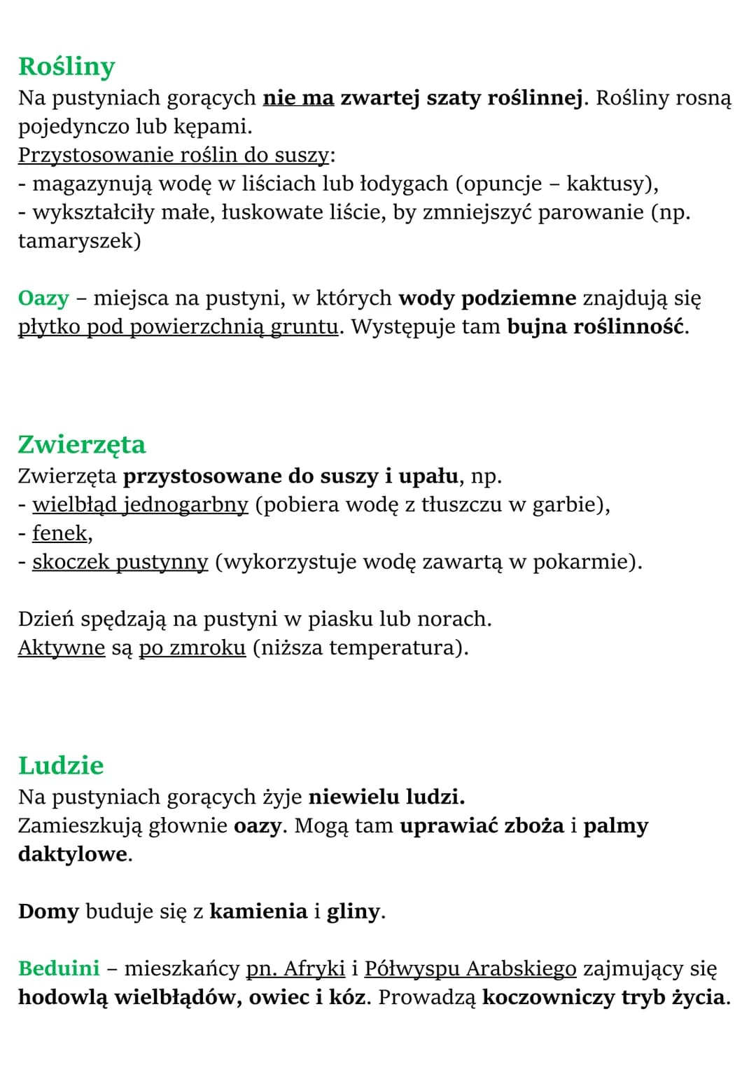 # Krajobraz pustyni gorącej i
pustyni lodowej

Pustynie to obszary, na których roślinność jest bardzo uboga lub w
ogóle nie występuje ze wzg