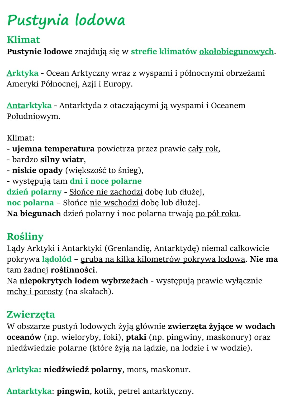 # Krajobraz pustyni gorącej i
pustyni lodowej

Pustynie to obszary, na których roślinność jest bardzo uboga lub w
ogóle nie występuje ze wzg