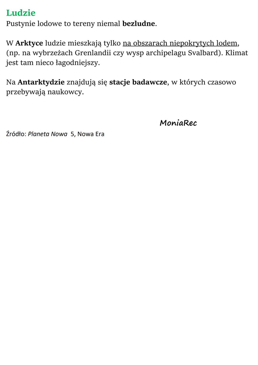 # Krajobraz pustyni gorącej i
pustyni lodowej

Pustynie to obszary, na których roślinność jest bardzo uboga lub w
ogóle nie występuje ze wzg