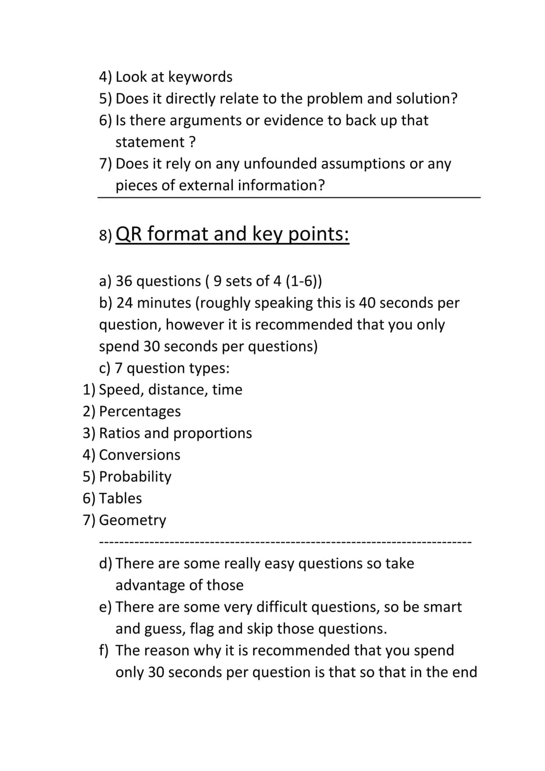Subject: UCAT (medical aptitude test)

Comprehensive revision guide

1) VR format and key points:
a) 11 stems (sets of 4 questions)
b) 2 min