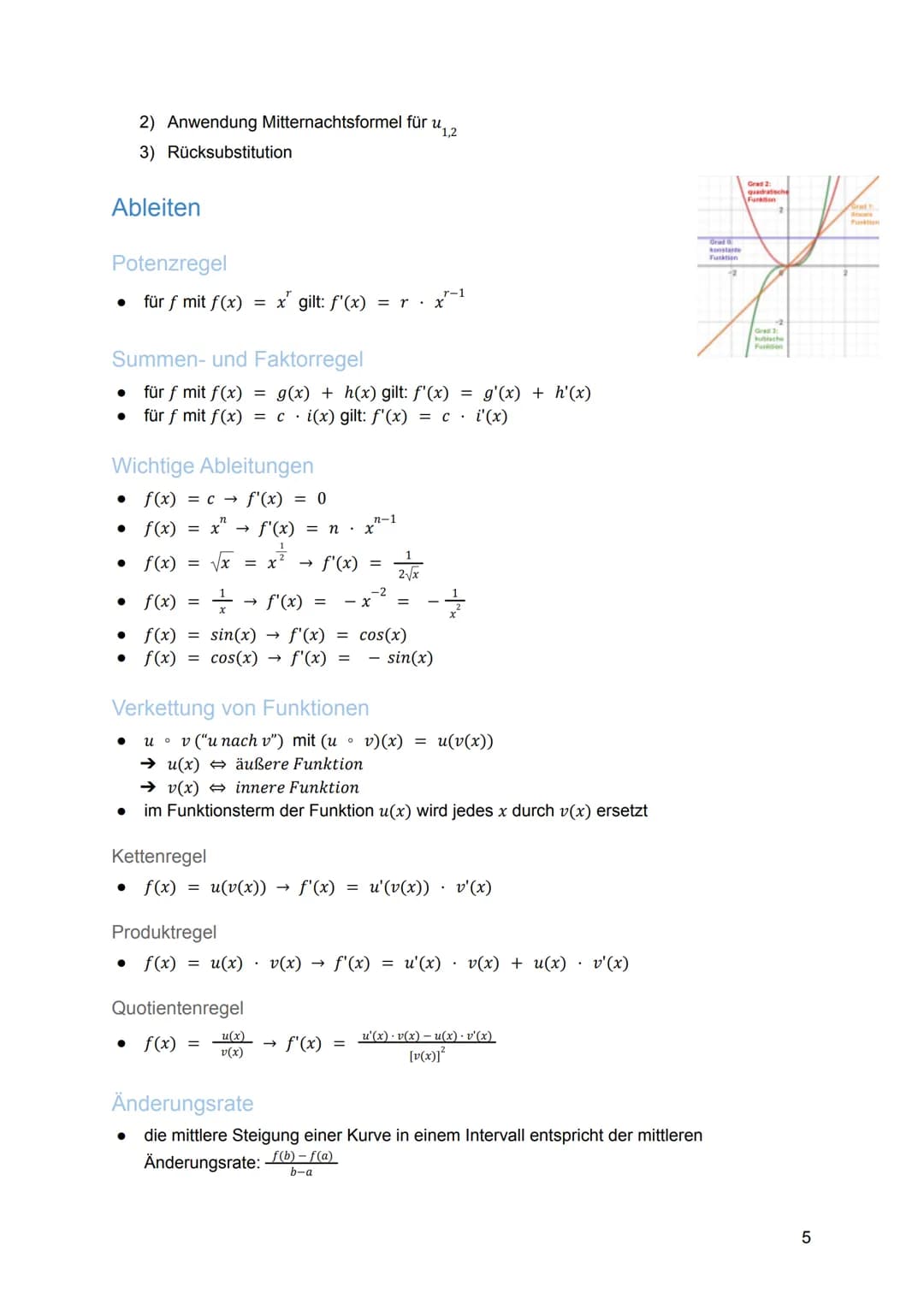 
<h2>Analysis</h2>
<h3>Funktionen</h3>
<p>Die ganzrationalen Funktionen n-1 + a₁x¹ + ax; neN heißen auch Polynome</p>
<h4>Ganzrationale Funk