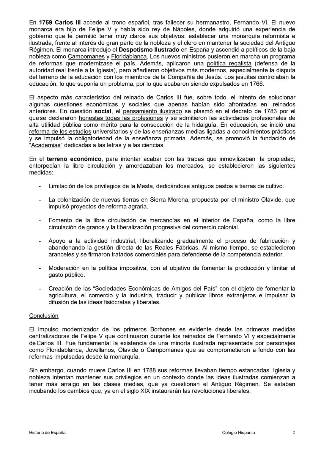 # 6. EL REFORMISMO BORBÓNICO EN EL SIGLO XVIII

Introducción

La llegada de los Borbones al trono español significó la consolidación del abs