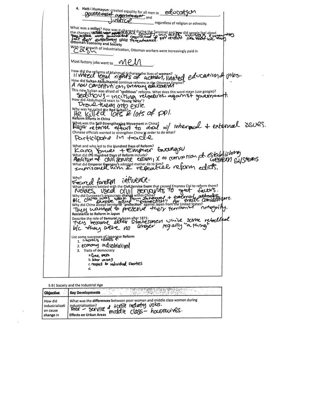 Talent Unlimited High School
APWH Unit 5: Revolutions from c. 1750-c. 1900
Name:
Advanced Placement World History
5.8 and 5.9 Reading Guide
