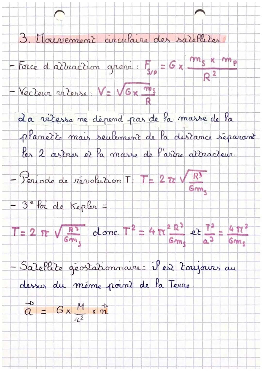 n°7

Mouvement dans un
Champ de gravitation

1. Les Pors de Kepler

- Première : (Réliocentrique), Porbite d'une
 planète est une ellipse et