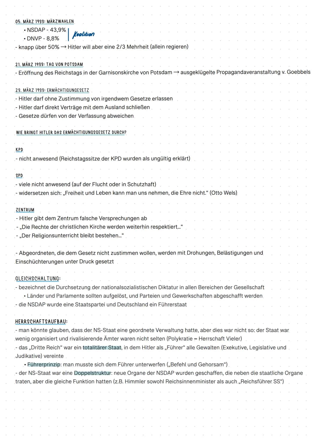 # GESCHICHTE
Nationalsozialismus

NSDAP IN DER WEIMARER REPUBLIK:
AUSGANGSLAGE
- 1925 Neugründung der NSDAP
- die Macht soll auf legalem Weg