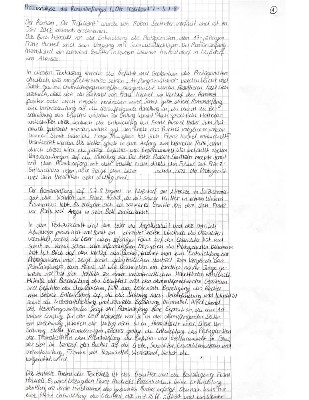 Prosaanalyse des Romananfarges (..Der Trafikant")-57-8

Der Auman Der Trafchant" wurde von Robert Seetthaler verfasst und ist m
Jahr 2012 er