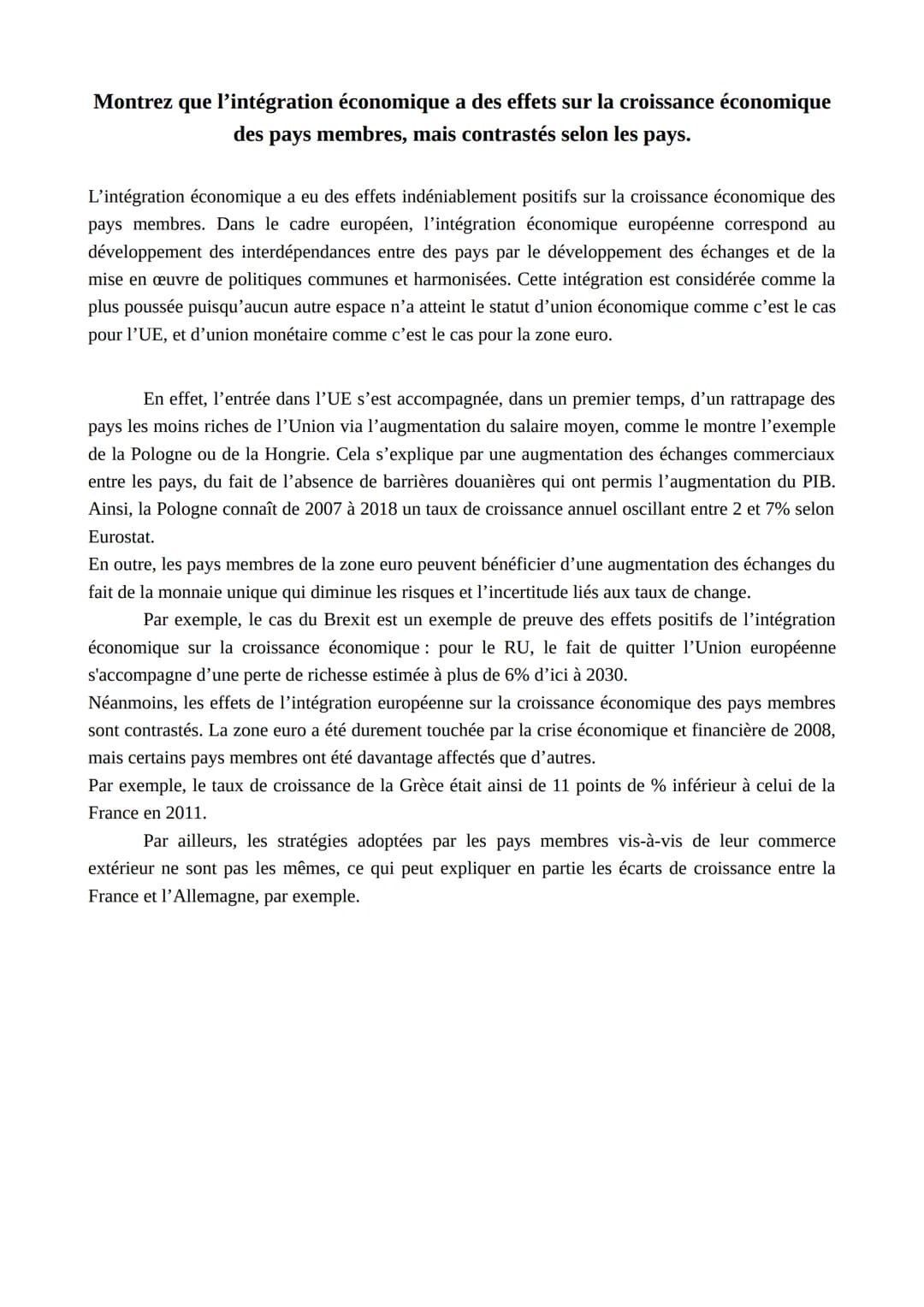 # Montrer que la création de l'euro a permis d'approfondir l'intégration
européenne.

L'intégration européenne désigne le développement des 
