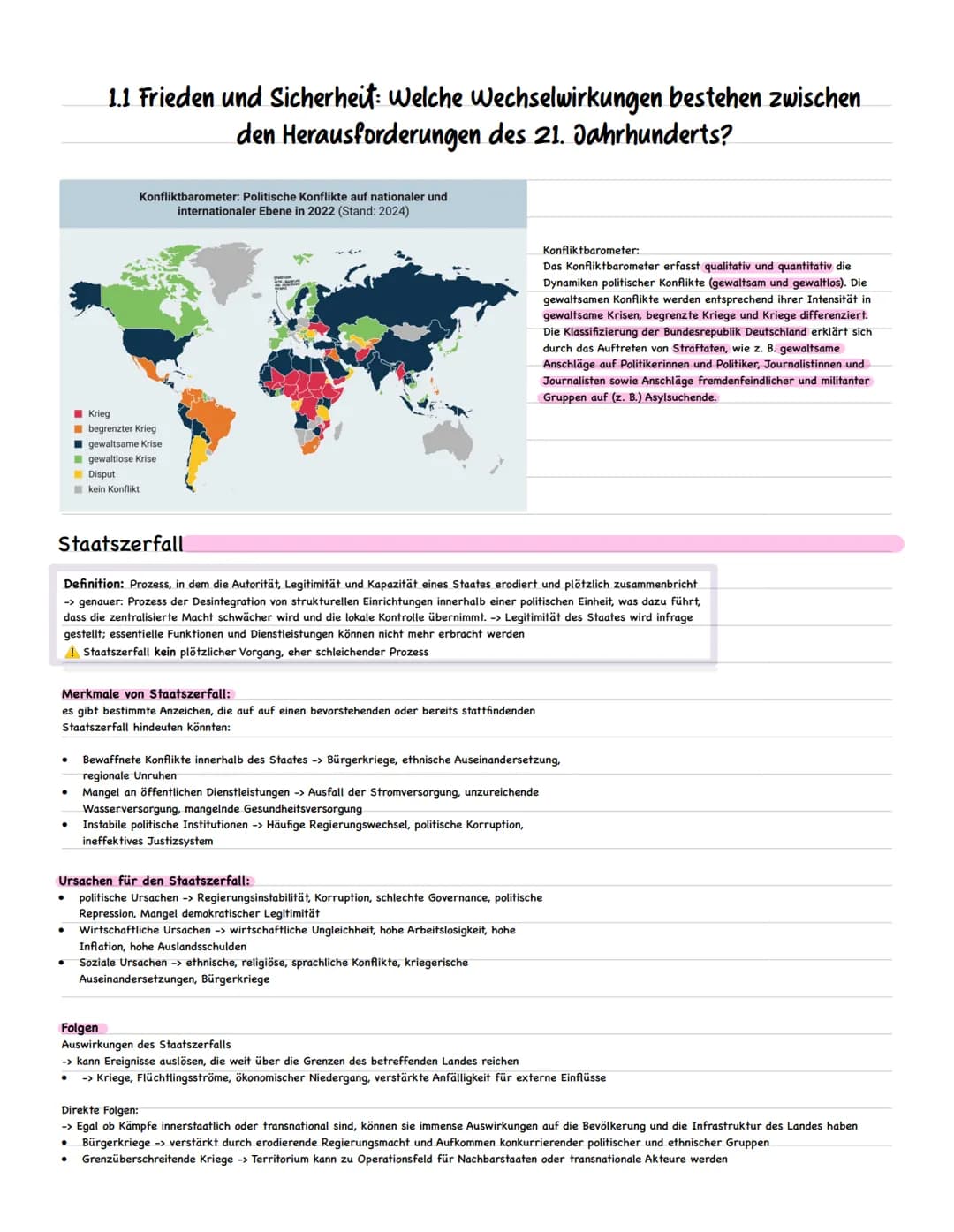 # 1.1 Frieden und Sicherheit: Welche Wechselwirkungen bestehen zwischen
den Herausforderungen des 21. Jahrhunderts?

Konfliktbarometer: Poli
