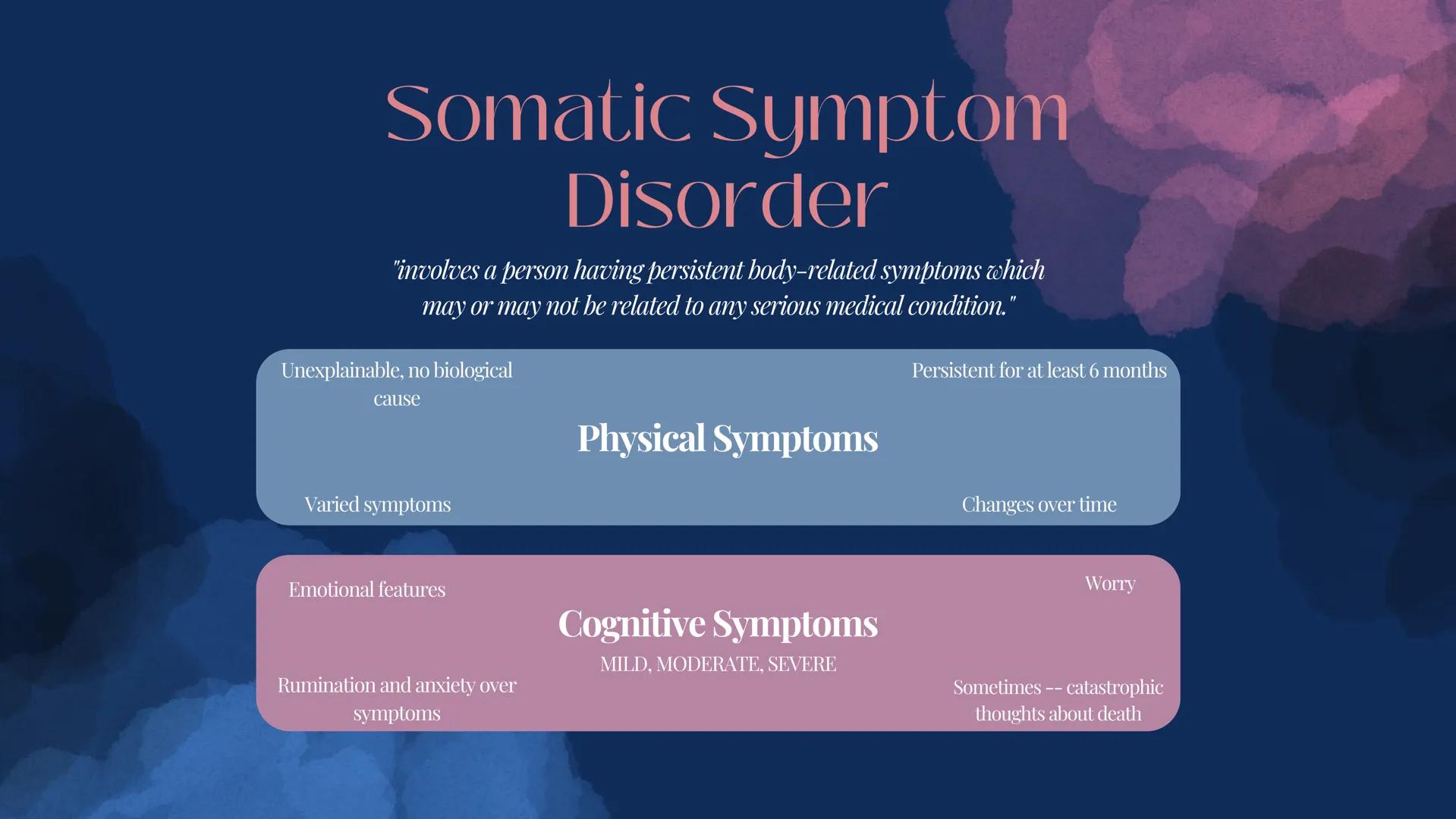 flipped learning

Somatic Symptom and
Related Disorders WHAT ARE
SOMATIC
DISORDERS?

- Presence of physical symptoms
in absence of physical 