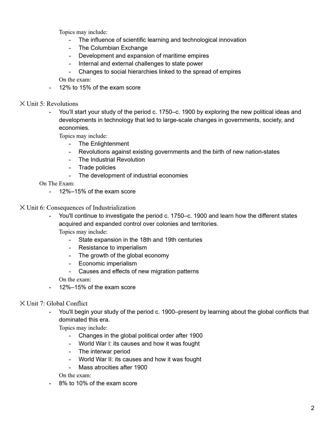 < ADVANCED PLACEMENT EXAM: HISTORY MODERN NOTES/EXAM OVERVIEW/PRACTICE >

COURSE COMPONENTS:

X Unit one: The Global Tapestry
- You'll explo