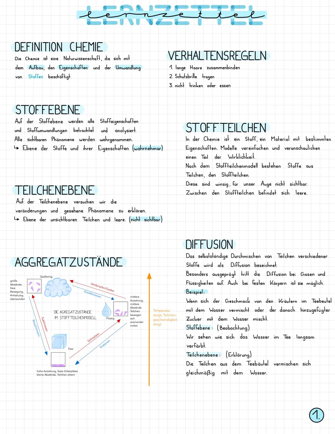 # lernzettel

DEFINITION CHEMIE
Die Chemie ist eine Naturwissenschaft, die sich mit
dem Aufbau, den Eigenschaften und der Umwandlung
von Sto