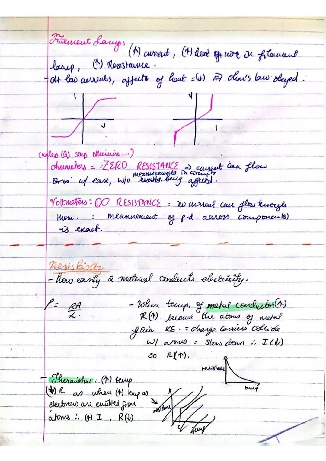 # ELECTRICTTY-drumetas: resistente
-Voltmeters = 00 reaistance

Current flow of ete charge per wuit the
or the rate of flow of change.

$1=d