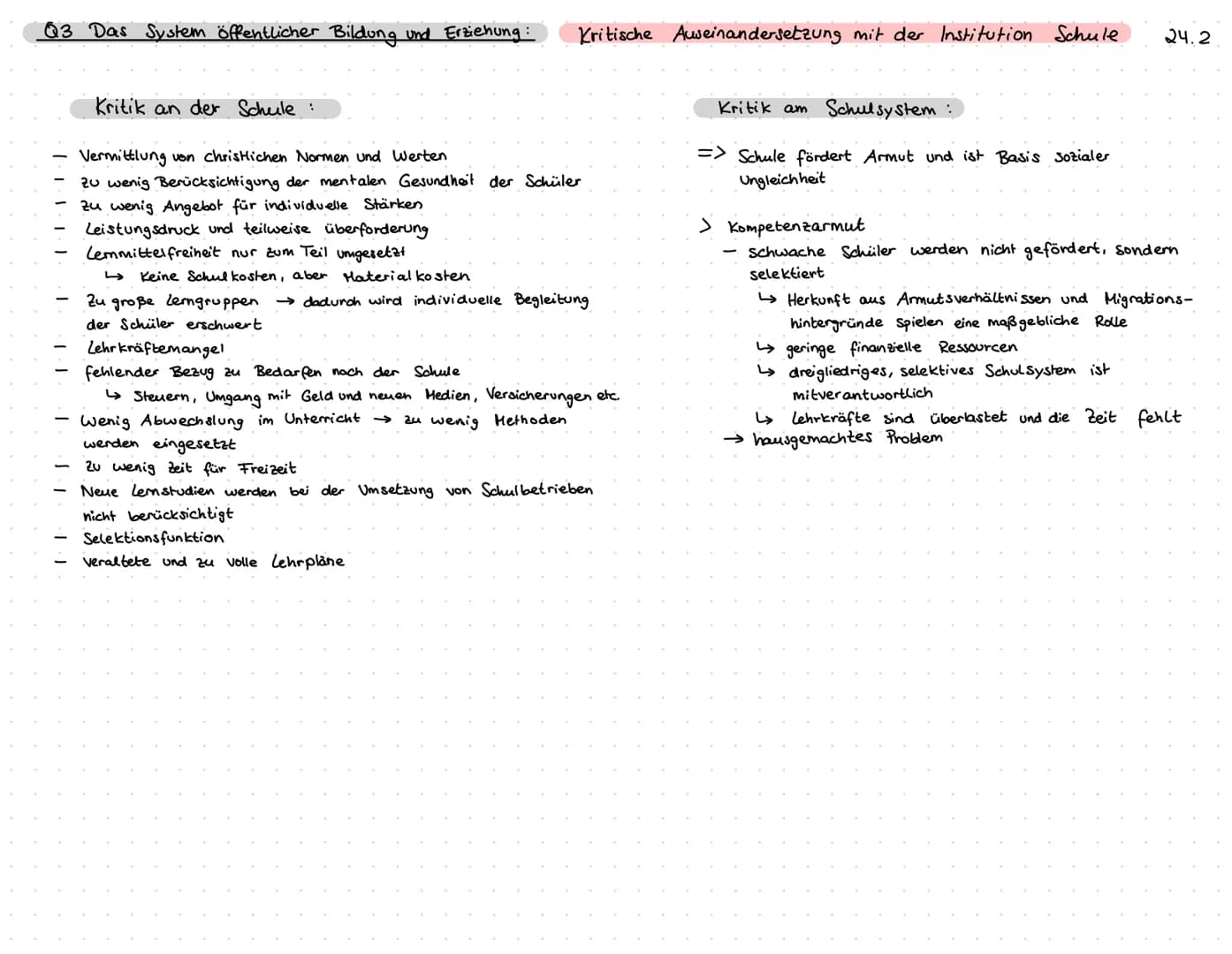 # Q3 Das System öffentlicher Bildung und Erziehung:

Definition von Bildung:
- bedeutet, im Bilde sein", womit
gemeint ist, die Welt zu vers