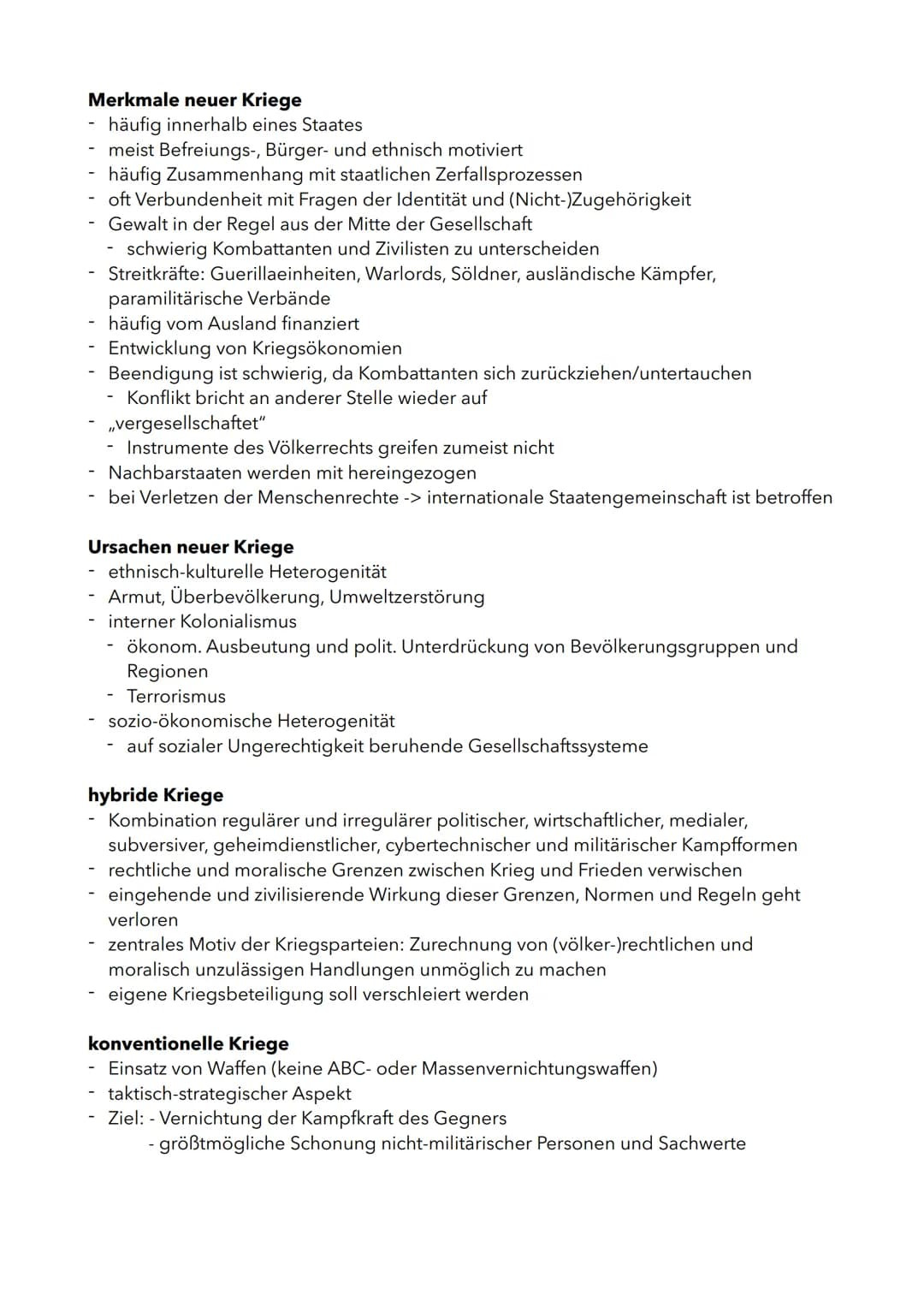 Politik Klausur - Themen

- Unterschied klassischer und moderner Krieg -> sehr wichtig
  hybrider-, konventioneller-, Alter-, moderner Krieg