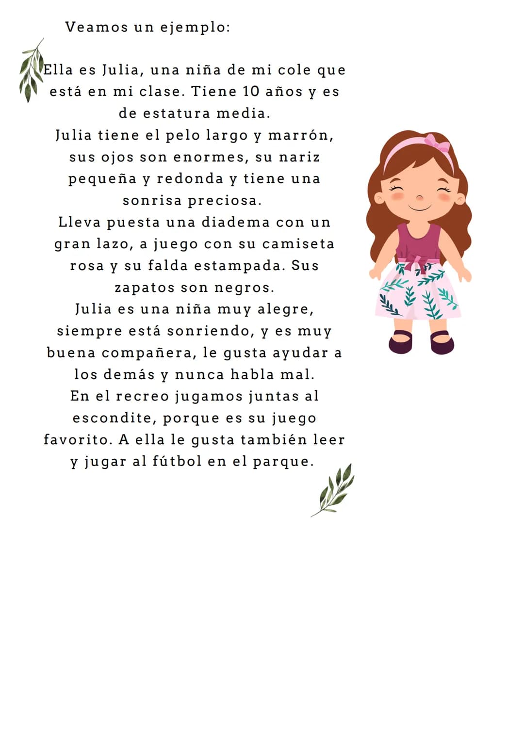 # LA DESCRIPCIÓN DE
PERSONAS

¿QUÉ ES DESCRIBIR?

Describir es explicar con detalle cómo es algo, ya
sea una persona, objeto, lugar, animal.