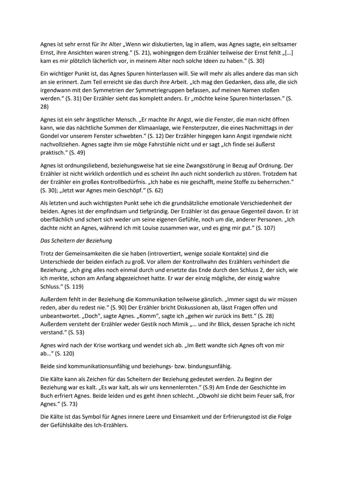 # Die Beziehung zwischen Agnes und dem Ich-Erzähler

Voraussetzungen von Agnes:

- gescheiterte Beziehung zu Herbert,„Ich glaube ich war ein