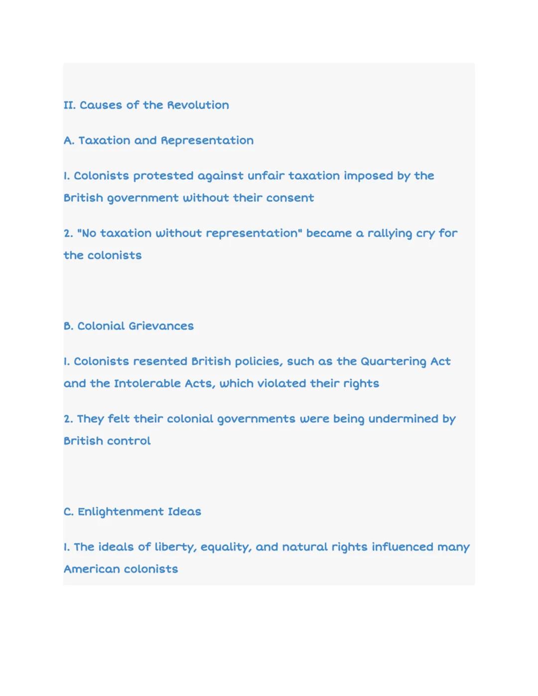 # Review of the American Revolution

Grade 8

76:

I. Introduction

A. The American Revolution was a war fought between Great Britain
and th